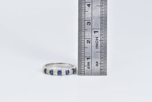 Load image into Gallery viewer, 18K Vintage Sapphire Diamond Wedding Band Ring White Gold