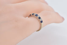 Load image into Gallery viewer, 18K Vintage Sapphire Diamond Wedding Band Ring White Gold