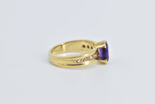 Load image into Gallery viewer, 18K Oval Amethyst Diamond Vintage Statement Ring Yellow Gold