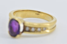 Load image into Gallery viewer, 18K Oval Amethyst Diamond Vintage Statement Ring Yellow Gold