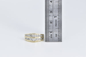 10K Vintage Squared Step Diamond Fashion Band Ring Yellow Gold