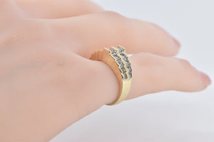 10K Vintage Squared Step Diamond Fashion Band Ring Yellow Gold