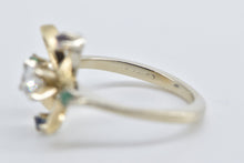 Load image into Gallery viewer, 14K Diamond Emerald Ruby Sapphire Flower Ring Yellow Gold