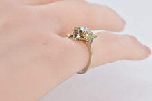 Load image into Gallery viewer, 14K Diamond Emerald Ruby Sapphire Flower Ring Yellow Gold