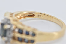 Load image into Gallery viewer, 14K Oval Sapphire Diamond Halo Engagement Ring Yellow Gold