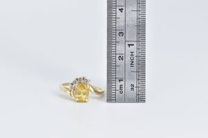 14K Oval Yellow Sapphire Diamond Vintage Bypass Ring Yellow Gold