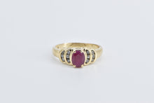 Load image into Gallery viewer, 14K Natural Oval Ruby Diamond Crescent Statement Ring Yellow Gold