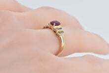 Load image into Gallery viewer, 14K Natural Oval Ruby Diamond Crescent Statement Ring Yellow Gold