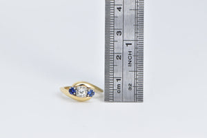 14K Vintage Diamond Tanzanite Freeform Bypass Ring Yellow Gold