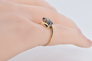 14K Vintage Diamond Tanzanite Freeform Bypass Ring Yellow Gold