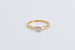 18K 0.22 Ct Diamond Solitaire Classic Engagement Ring Yellow Gold