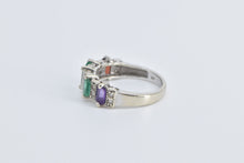 Load image into Gallery viewer, 14K 1.50 Ctw Emerald Garnet Amethyst Diamond Band Ring White Gold