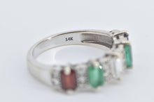 Load image into Gallery viewer, 14K 1.50 Ctw Emerald Garnet Amethyst Diamond Band Ring White Gold