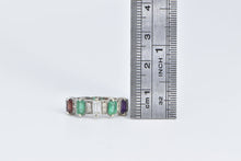 Load image into Gallery viewer, 14K 1.50 Ctw Emerald Garnet Amethyst Diamond Band Ring White Gold