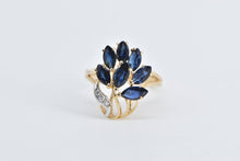 Load image into Gallery viewer, 14K Marquise Sapphire Diamond Vintage Cluster Ring Yellow Gold