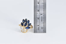 Load image into Gallery viewer, 14K Marquise Sapphire Diamond Vintage Cluster Ring Yellow Gold