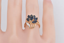 Load image into Gallery viewer, 14K Marquise Sapphire Diamond Vintage Cluster Ring Yellow Gold