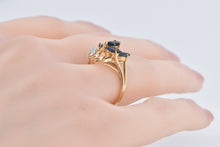 Load image into Gallery viewer, 14K Marquise Sapphire Diamond Vintage Cluster Ring Yellow Gold