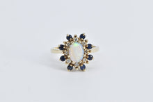 Load image into Gallery viewer, 10K Natural Opal Diamond Sapphire Halo Cocktail Ring Yellow Gold