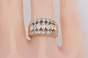 14K 2.00 Ctw Marquise Diamond Graduated Band Ring Yellow Gold