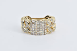 14K 1.75 Ctw Baguette Diamond Men's Chain Fashion Ring Yellow Gold