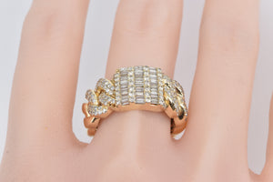 14K 1.75 Ctw Baguette Diamond Men's Chain Fashion Ring Yellow Gold