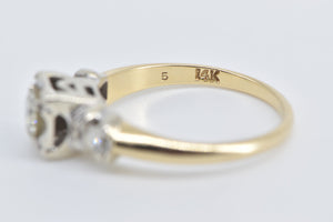 14K 1940's 0.55 Ctw Diamond Classic Engagement Ring Yellow Gold