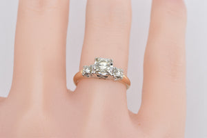 14K 1940's 0.55 Ctw Diamond Classic Engagement Ring Yellow Gold