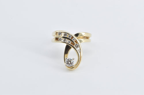 14K 0.59 Ctw Diamond Loop Ribbon Statement Ring Yellow Gold