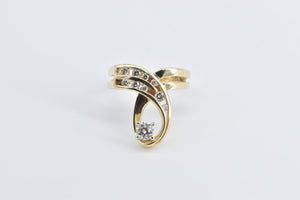 14K 0.59 Ctw Diamond Loop Ribbon Statement Ring Yellow Gold