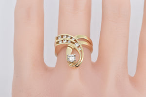 14K 0.59 Ctw Diamond Loop Ribbon Statement Ring Yellow Gold