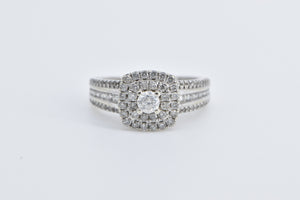 10K 0.50 Ctw Diamond Halo Vintage Engagement Ring White Gold