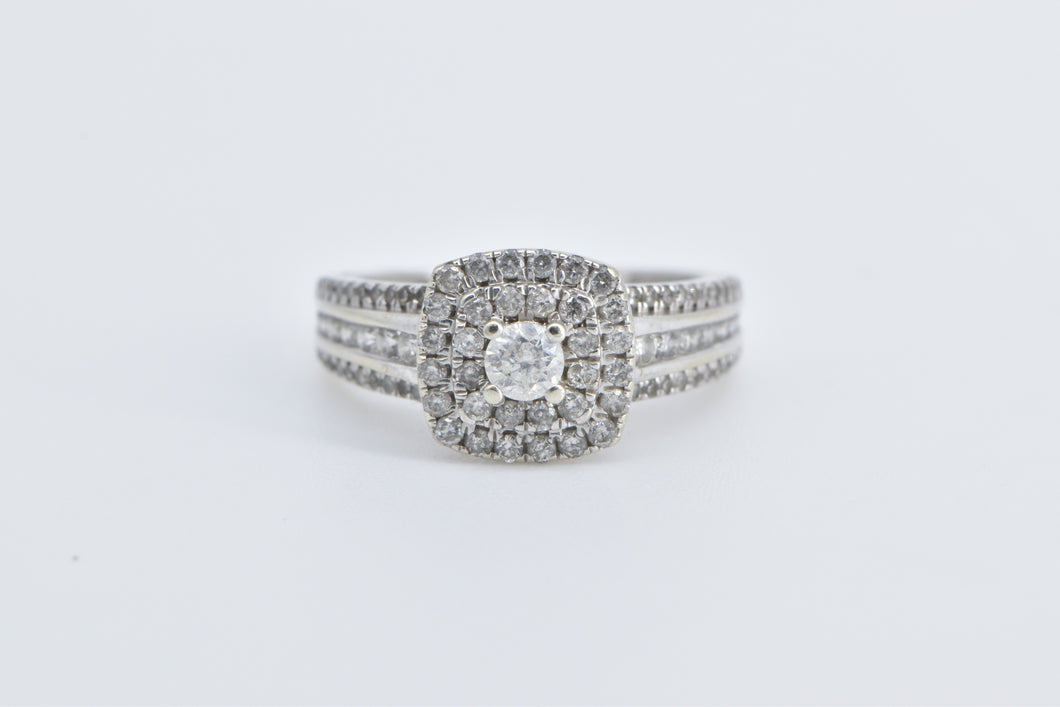 10K 0.50 Ctw Diamond Halo Vintage Engagement Ring White Gold