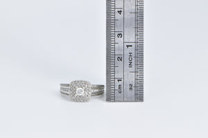 10K 0.50 Ctw Diamond Halo Vintage Engagement Ring White Gold