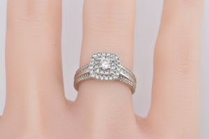 10K 0.50 Ctw Diamond Halo Vintage Engagement Ring White Gold