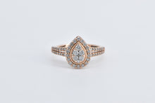 Load image into Gallery viewer, 10K 0.33 Ctw Diamond Pear Cluster Halo Engagement Ring Rose Gold