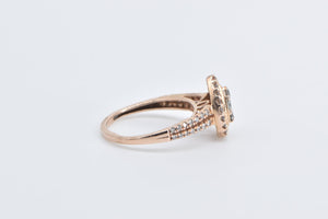 10K 0.33 Ctw Diamond Pear Cluster Halo Engagement Ring Rose Gold