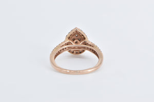 10K 0.33 Ctw Diamond Pear Cluster Halo Engagement Ring Rose Gold