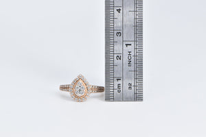 10K 0.33 Ctw Diamond Pear Cluster Halo Engagement Ring Rose Gold