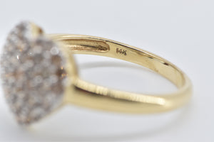 14K 1.00 Ctw Pave Fancy Brown Diamond Heart Love Ring Yellow Gold