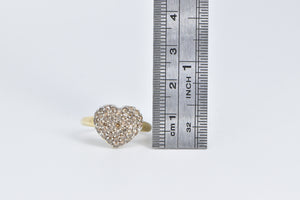 14K 1.00 Ctw Pave Fancy Brown Diamond Heart Love Ring Yellow Gold