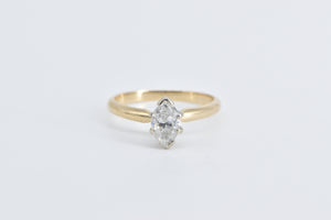 14K 0.91 Ct Marquise Diamond Solitaire Engagement Ring Yellow Gold