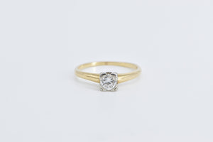 14K 0.30 Ct Diamond 1940's Solitaire Engagement Ring Yellow Gold