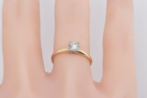 14K 0.30 Ct Diamond 1940's Solitaire Engagement Ring Yellow Gold