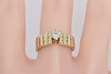 Load image into Gallery viewer, 14K 1.10 Ctw Marquise Diamond Striped Engagement Ring Yellow Gold