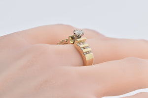 14K 1.10 Ctw Marquise Diamond Striped Engagement Ring Yellow Gold