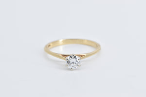 14K 0.45 Ct Euro Diamond Solitaire Engagement Ring Yellow Gold