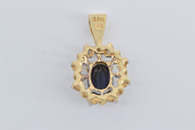 Load image into Gallery viewer, 14K Oval Sapphire Diamond Halo Fashion Pendant Yellow Gold