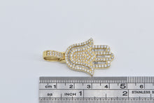 Load image into Gallery viewer, 14K 2.00 Ctw Diamond Encrusted Hamsa Protection Pendant Yellow Gold