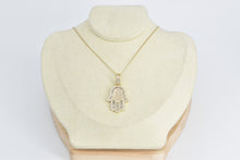 Load image into Gallery viewer, 14K 2.00 Ctw Diamond Encrusted Hamsa Protection Pendant Yellow Gold